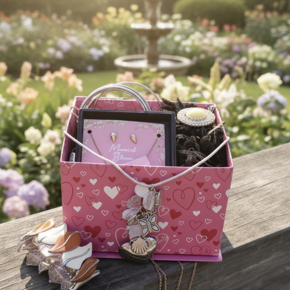 Pink Heart Patterned Women's Bag
